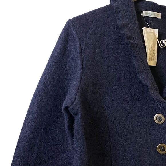 Nara Maglie Navy Wool Blend Cardigan With Tortoiseshell Buttons NWT Size X-Large - Picture 6 of 16